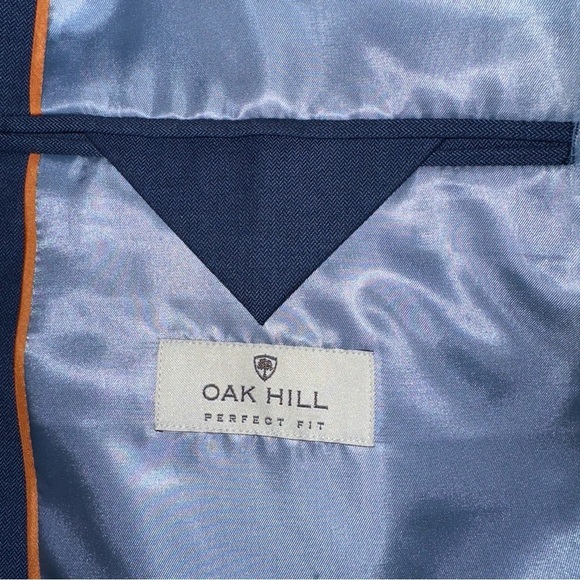 Oak Hill Jacket Perfect Fit Mens 54 Reg Blue Relaxer Micro Chevron Suit Blazer - Picture 3 of 15